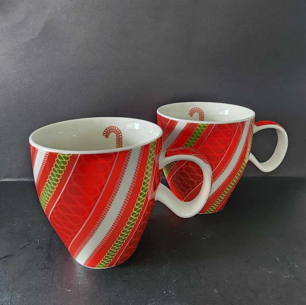Starbucks Coffee Mug Cup Holiday Christmas Candy Cane 2005 Multicolored White